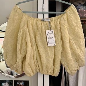 Zara Off the Shoulder Puffed Sleeve Blouse